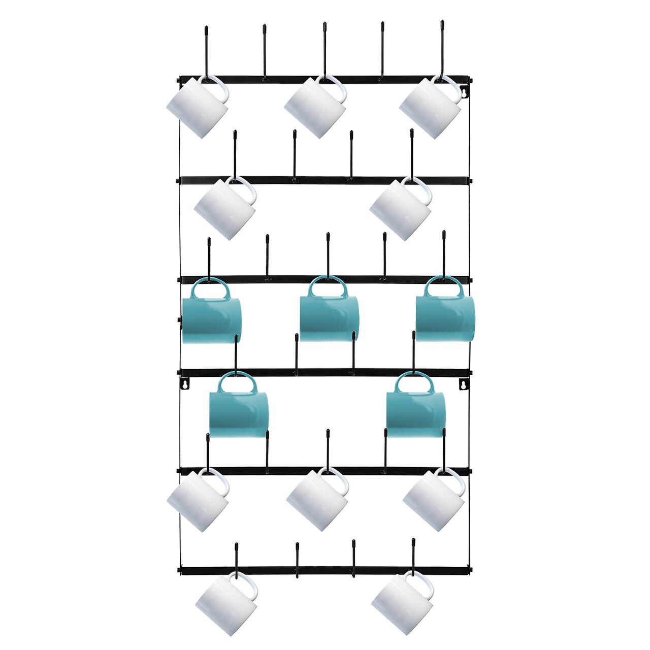 Sorbus Metal Coffee Mug Rack - Large 6 Row Wall Mounted Storage Display For Coffee Mugs, Tea Cups, Mason Jars, and More